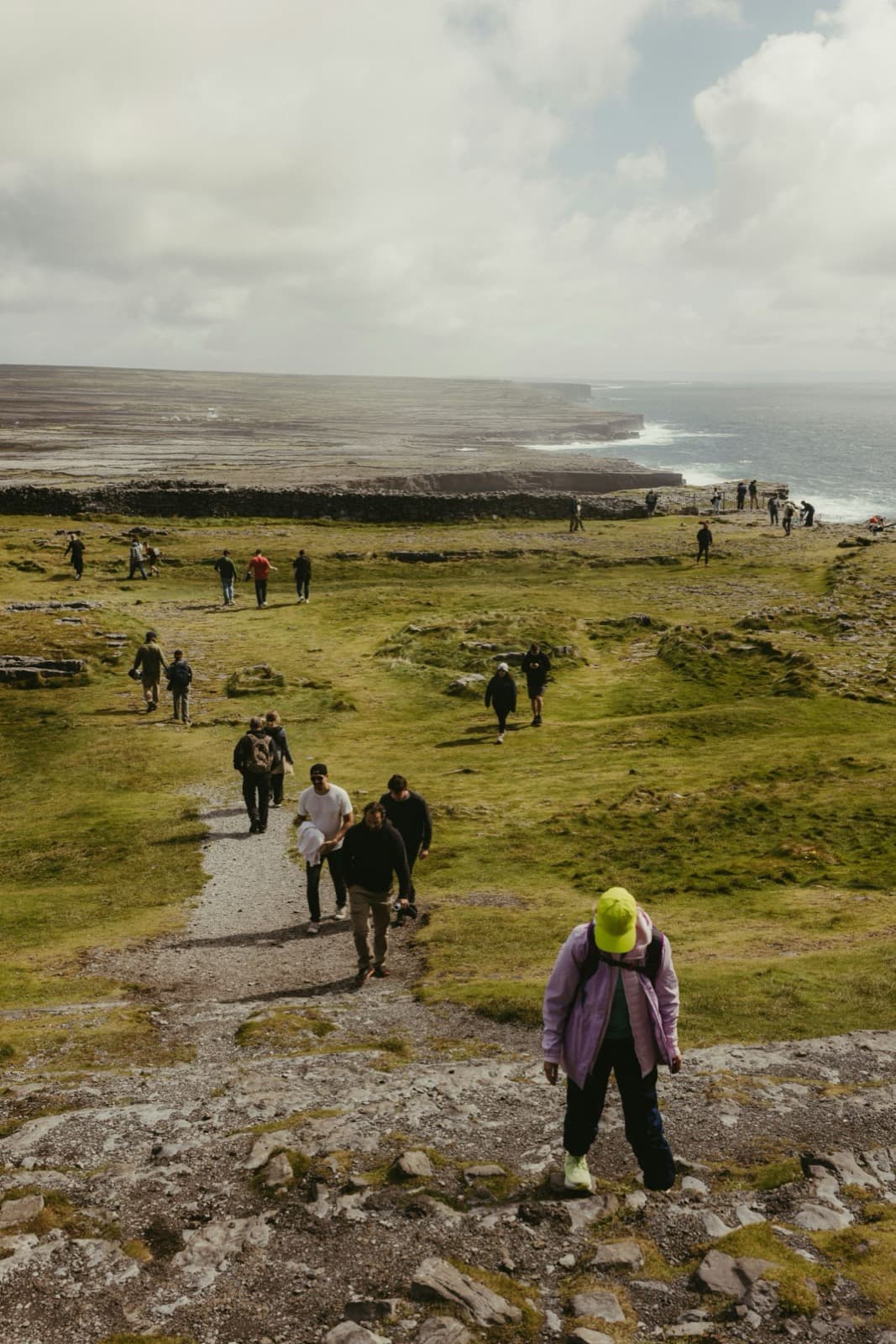 ILE students walking the clifftop on the Aran Islands